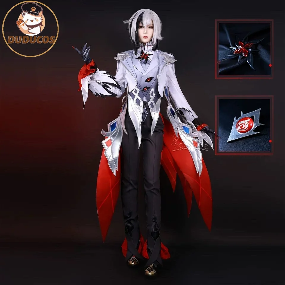 DUDU SR Arlecchino The Knave Косплей Костюм Genshin Impact Fatui Harbinger Парик Набор Слуга Snezhnaya Хэллоуин