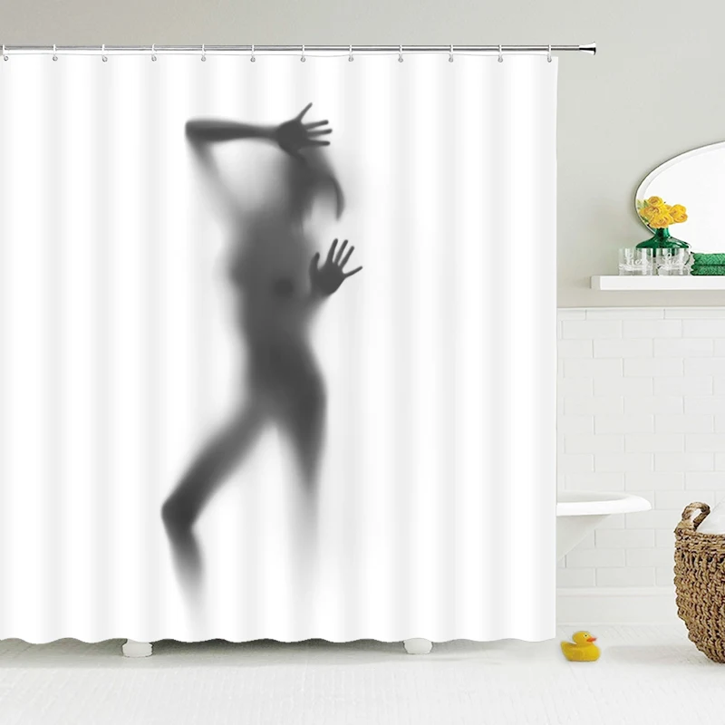 

Sexy Woman Bath Curtains Waterproof Bathroom Shower Curtain Girl Shadow 3d print With Hooks Polyester Cloth 180*200 Bath Screen