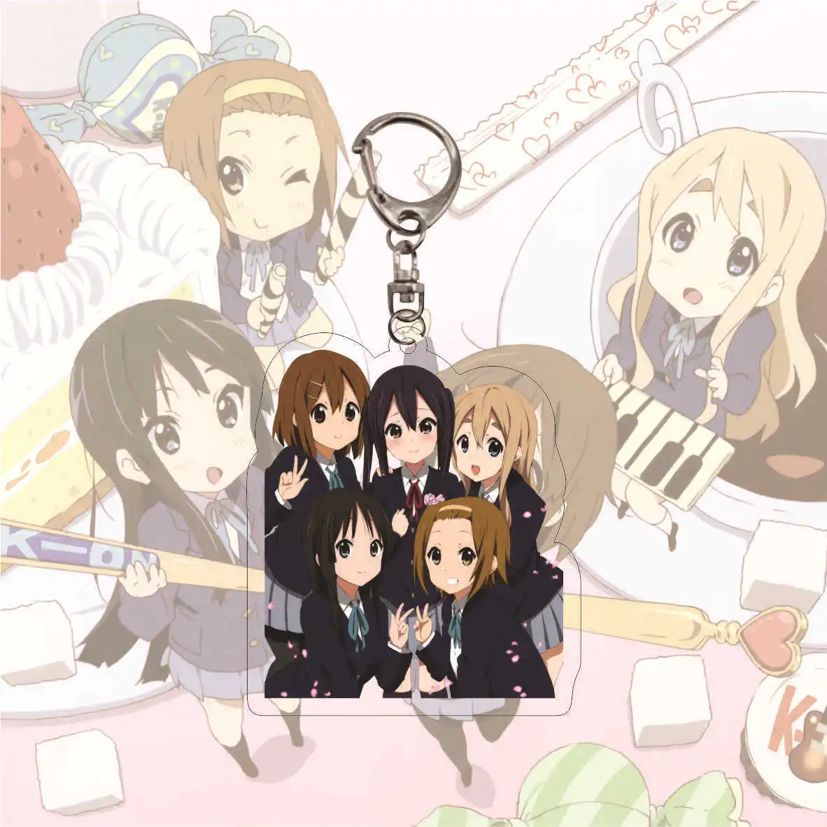 Искусственное Аниме! Брелок Q Version Hirasawa Yui Akiyama Mio Kotobuki Tsumugi фигурка брелок