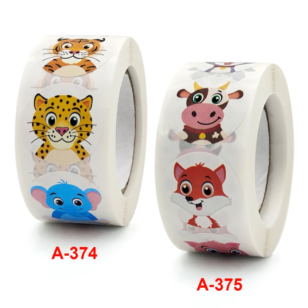 

500pcs 1inch Cartoon Animal Children Sticker Label Thank You Cute Toy Game Sticker DIY Gift Sealing Label Decoration Supp