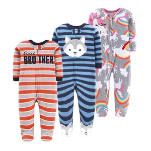 Детская флисовая пижама с длинными рукавами, для мальчиков и девочек 3-12 месяцев, Осень-зима