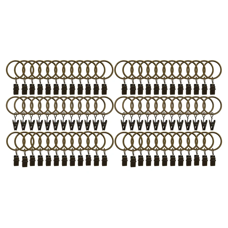 

72 упаковки колец, зажимы для штор, прочная металлическая декоративная драпировка, кольцо для штор на окно, внутренний диаметр 1,26 дюйма (брон...