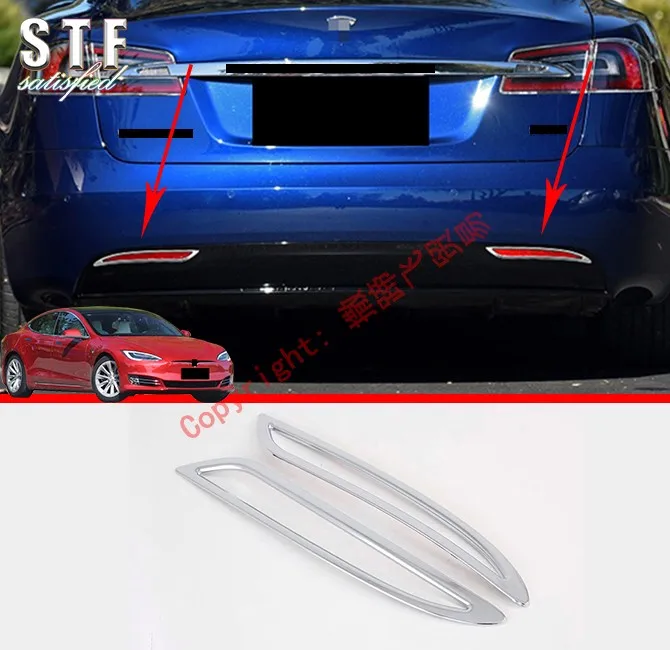

ABS хромированный задний противотуманный фонарь, отделка крышки для Tesla Model S 2019 2020, автомобильные аксессуары, наклейки W4