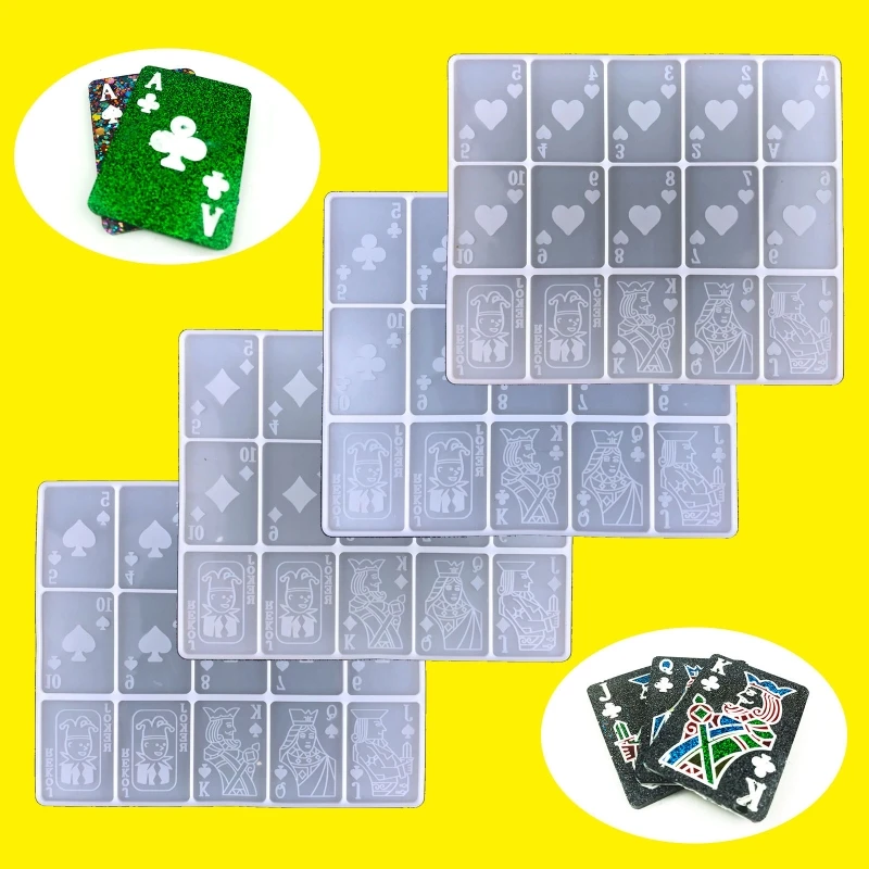 

652F 15 Sheets Resin Mold Silicone Playing Card Mold for Resin Casting Silicone Epoxy Molds for DIY Personalized Card Games