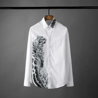 autumn leopard print mens flower shirt casual fashion handsome mens long sleeve slim fashion white shirt