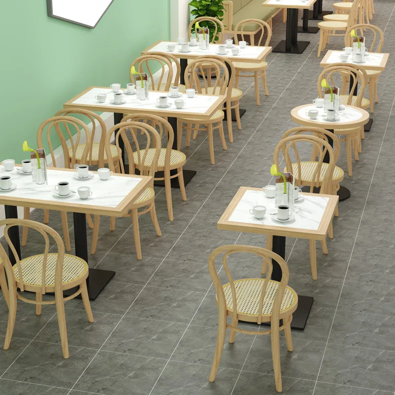 

M32 Customized Western Restaurant Cafe Dining Solid Wood Tables and Chairs Snack Dessert Shop Milk Tea Shop Card Seat Sofa Wal