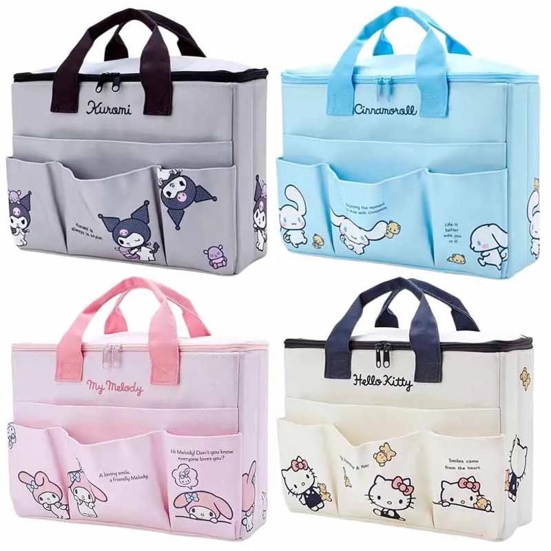 

Sanrios Kuromi HelloKittys Cinnamoroll My Melody Anime Cartoon Canvas Handbag Cute Girl Portable Storage Bags Makeup Bag Gift