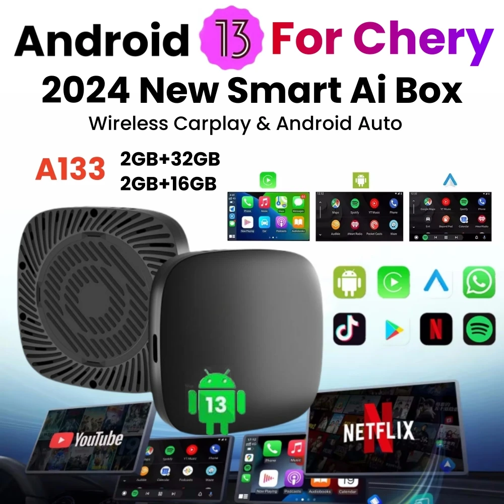 Carplay Ai Box Wireless CarPlay Android auto ТВ-приставка для Youtube Netflix Chery Arrizo 5 7 Tiggo 3 3X 5X