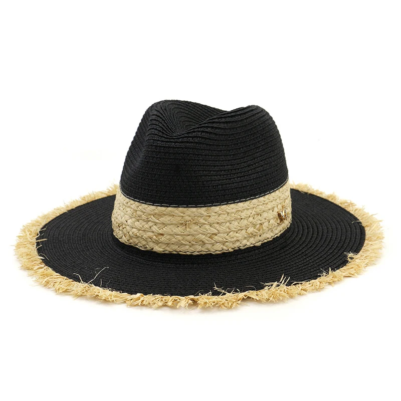 

Summer Women Ladies Paper Straw Jazz Hat Outdoor Wide Brim Sun Hats Beach Unedged Sunshade Cap Breathable Sunhat for Unisex