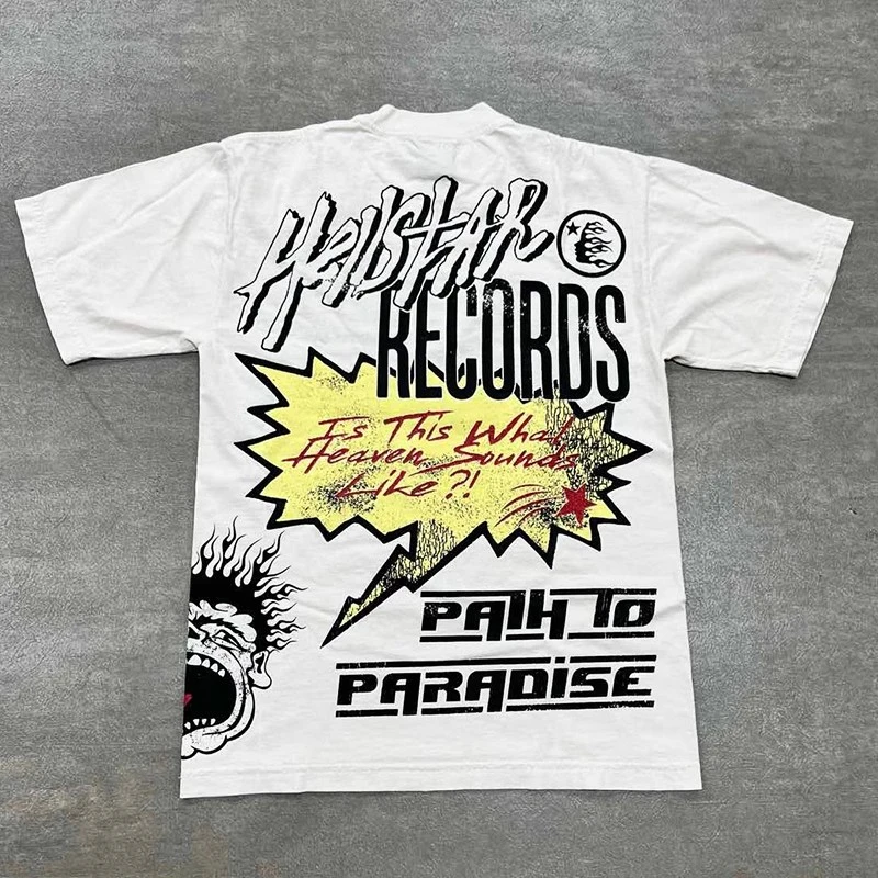White Hellstar RECORDS T Shirt Men Women High Quality Casual Top Tee T-shirt unisex  No  Broadcloth  jojo bizarre adventure