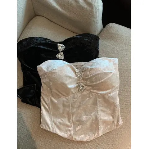 Neploe, уникальный жилет американского сексуального меньшинства, Spice Girls Advanced, винтажные майки, элегантные тонкие бархатные топы без бретелек с бриллиантами