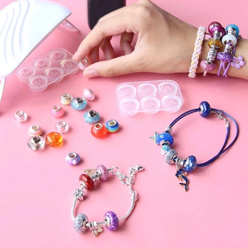 6 ячеек, эпоксидная Сфера «сделай сам», форма для подвесок, 15/16 мм, большое отверстие, шарики, бусины, браслет, подвеска, смола, силиконовая форма для изготовления ювелирных изделий