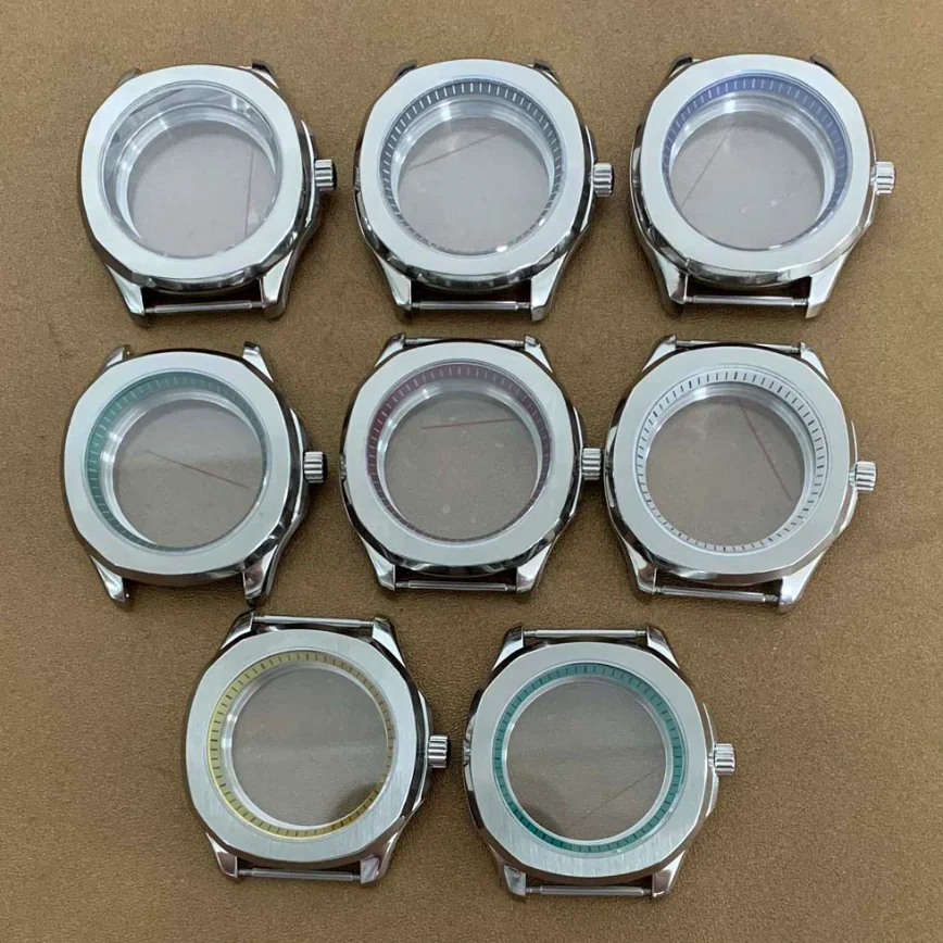 

40 мм ремешок из нержавеющей стали для часов, регулируемое кольцо из нержавеющей стали 316L, ремешок из сапфирового стекла подходит для NH35/NH36, а...