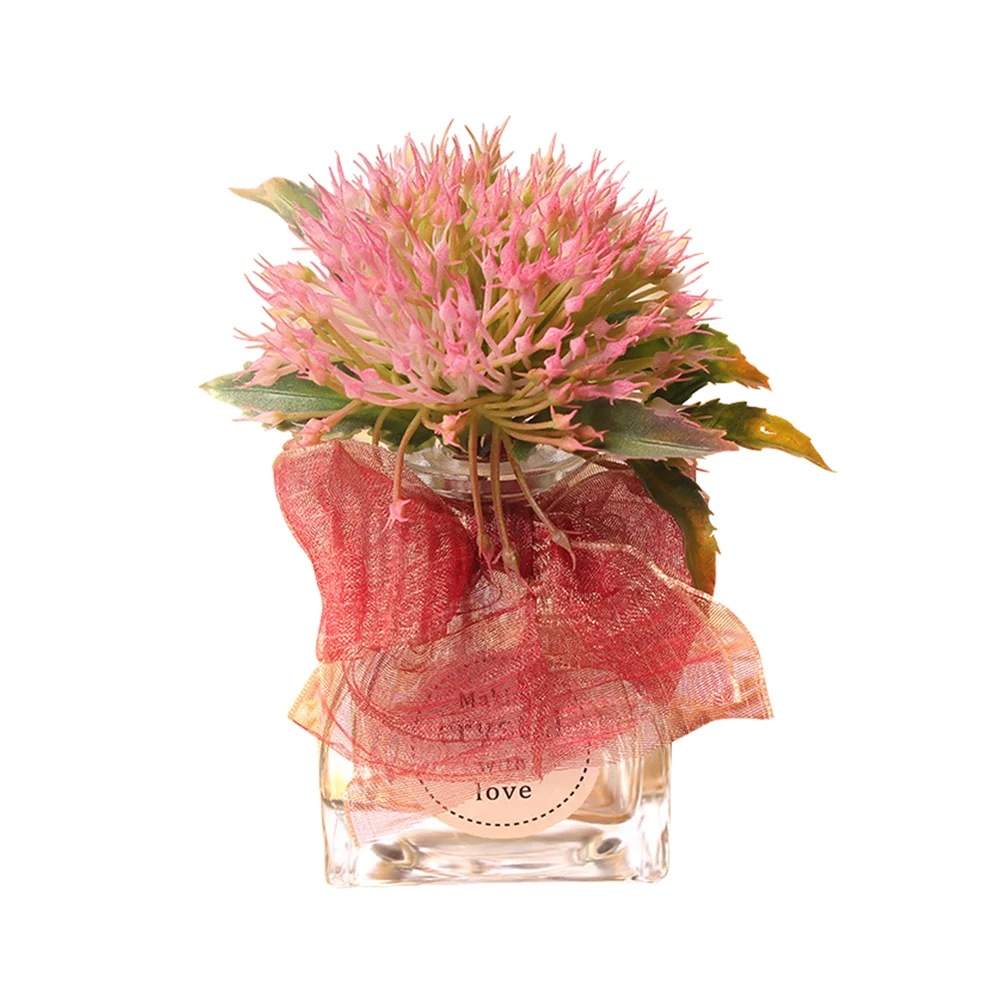 

Green Decor Artificial Plants Pots Green Vase Simulation Flower Auto Decor Green Plants Face Flowers Vase Mini