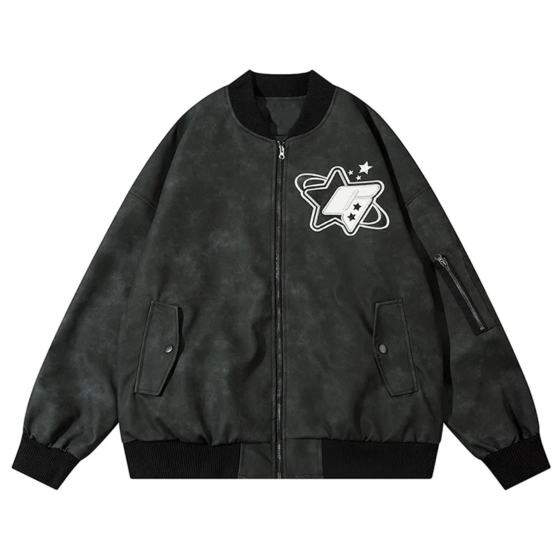 Замшевая куртка-бомбер в стиле хип-хоп мужские и женские винтажные бейсбольные