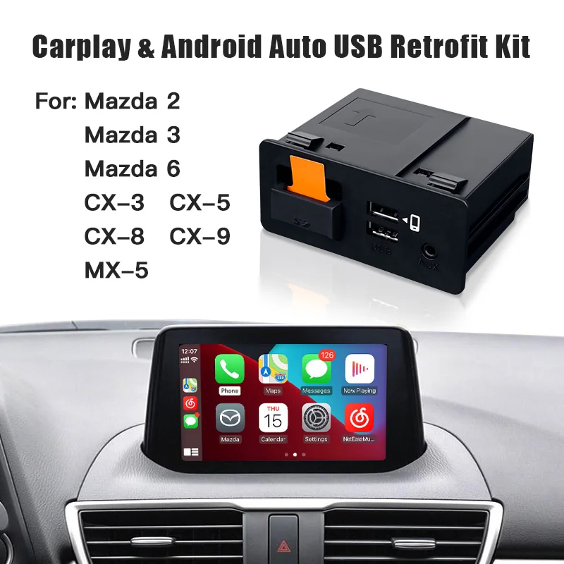 Дешево Автомобильный USB-адаптер Apple CarPlay для Android, для Mazda 3, 6, 2, CX3, CX5, CX9, MX5, Miata, Toyota Yaris, Fiat 124, TK78, 66, 9U0C