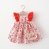 summer newborn dress fashion strawberry print little girls cute princess beach flowers dresses bow bag casual floral clothing