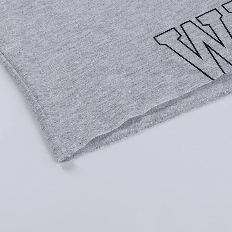 Y2k Cotton Loungewear Short Suits Tracksuit Sweat Suits Letter Crop Top and Biker Shorts Matching Sets Women Gray 2 Piece Set