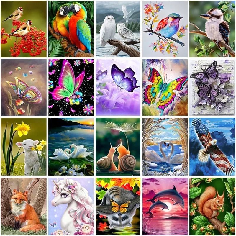 

5D Diamond Painting Animal Diy Giraffe Combination Round Diamond Butterfly Bird Upholstery Diamond Embroidery Mosaic Home Decor