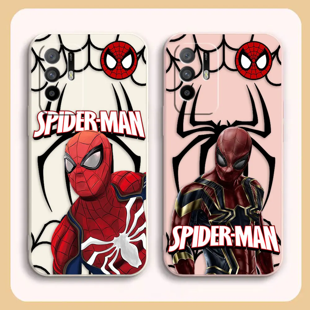 

Case For OPPO A52 A54 A55 A57 A59 A93 A83 A92S A93S 4G 5G A16 Colour Simple Liquid Silicone Case Marvel's Hero Spider-Man