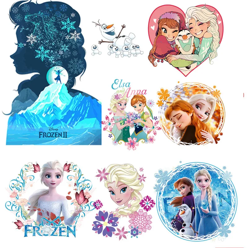 Disney Film Patch Frozen Elsa Anna Cartoon Patch Per Abbigliamento Iron On Patch Trasferimento Di Calore Vestiti Ragazze Adesivi Appliques
