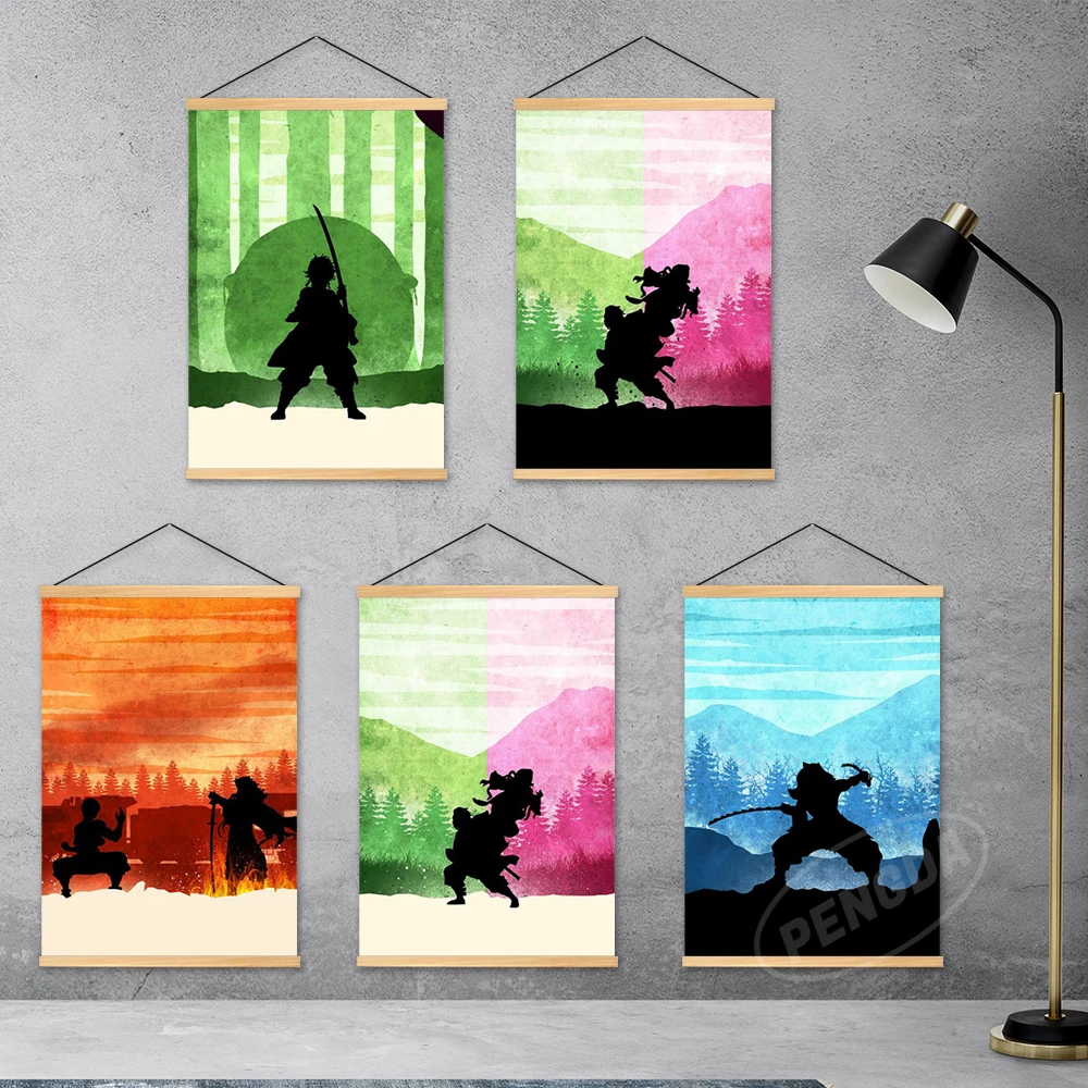 

Canvas Poster HD Prints Demon Slayer Modular Wooden Hanging Rengoku Kyoujurou Home Decor Painting Japan Anime Wall Art Pictures