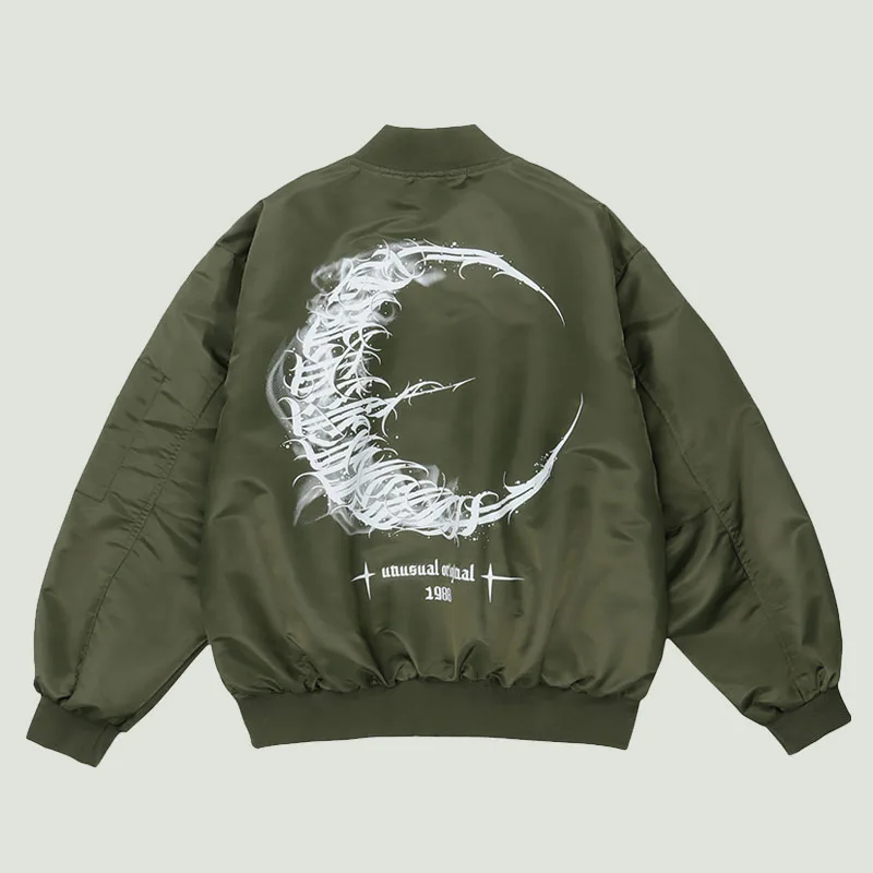 

Куртка-бомбер мужская в стиле хип-хоп, уличная одежда, винтажная бейсбольная куртка с принтом Луны и графики, Повседневная Свободная пилотн...