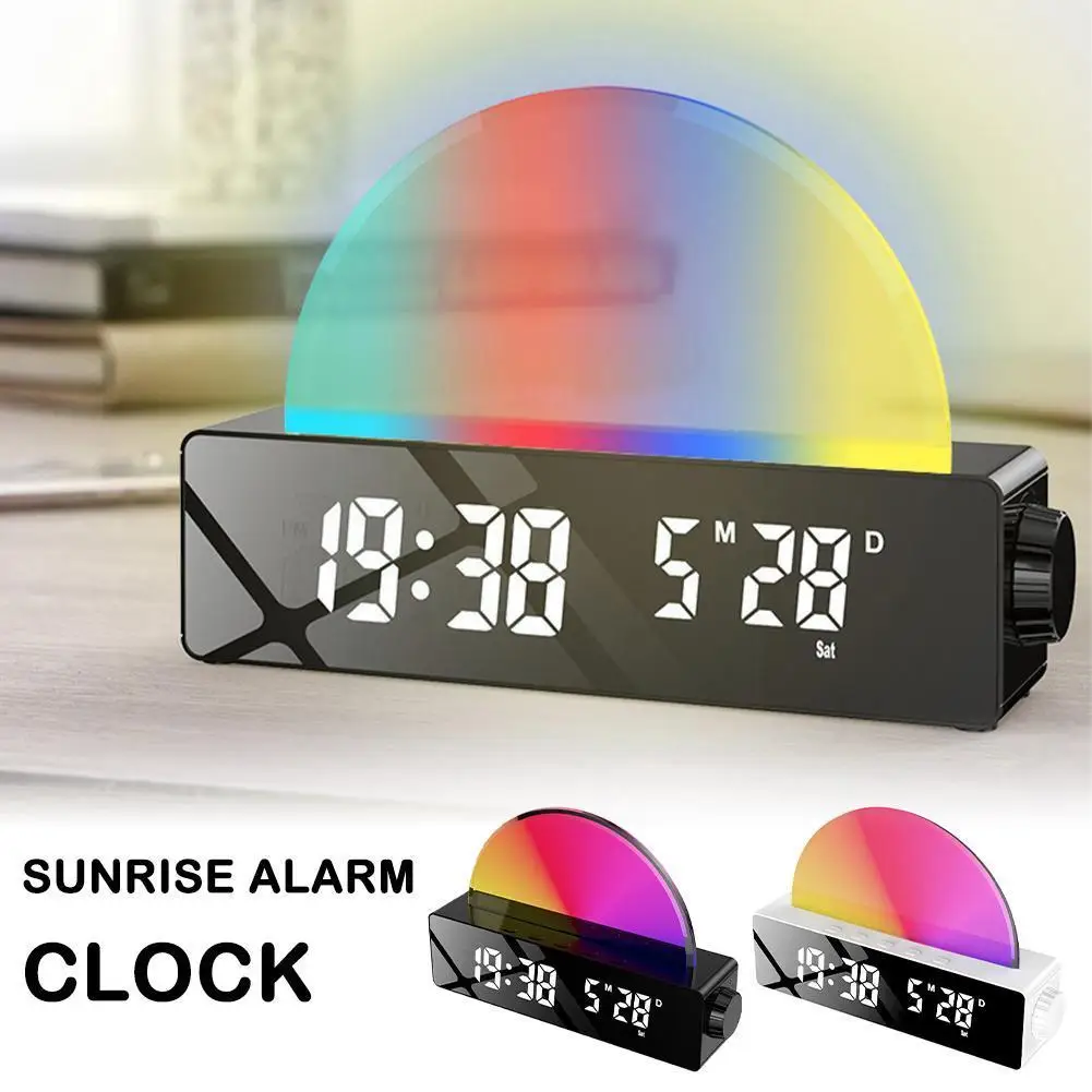 Wake Up Light With Sunrise Simulation Multicolor Led Digital Alarm Clock For Heavy Sleepers Adults Kids O6f2
