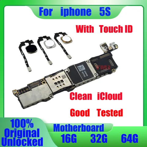Заводская разблокированная материнская плата для iPhone 5s с/без Touch ID, Полная работа, разборка логической платы, 100% оригинал, 16-32-64 Гб