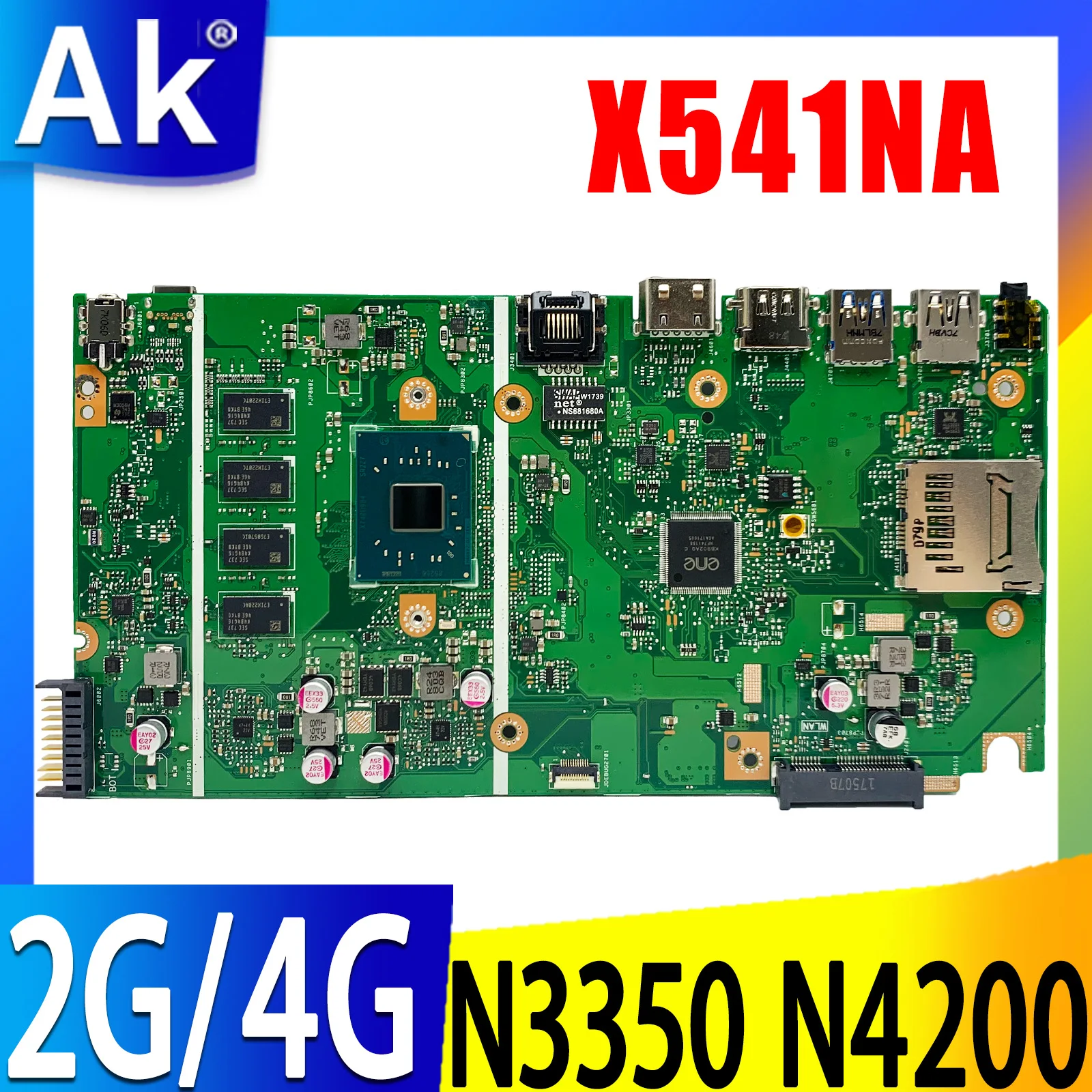 X541NA ноутбук с планшетом VivoBook X541 A541N X541N, материнская плата для ноутбука с 2 ГБ 4 ГБ ОЗУ N3350 N3540 N4200 процессором
