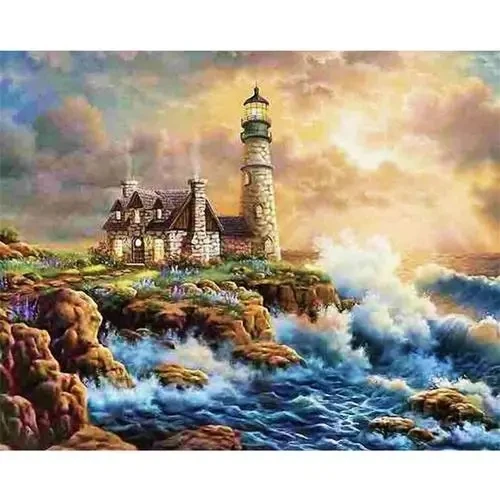 

GATYZTORY Landscape Diamond Painting Full Square 5D Diamond Embroidery Sale Lighthouse Scenery Cross Stitch Home Decoration