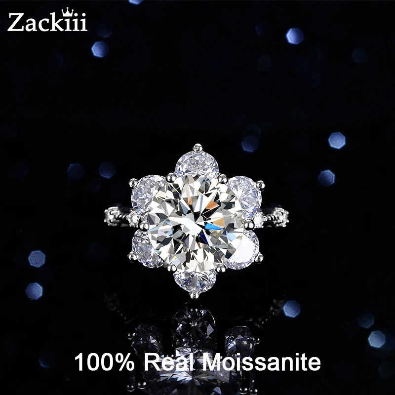 5 Carat Moissanite Sun Flower Ring Luxury Promise Statement Cocktail Party Ring For Women Solid Sterling Silver Jewelry Sets