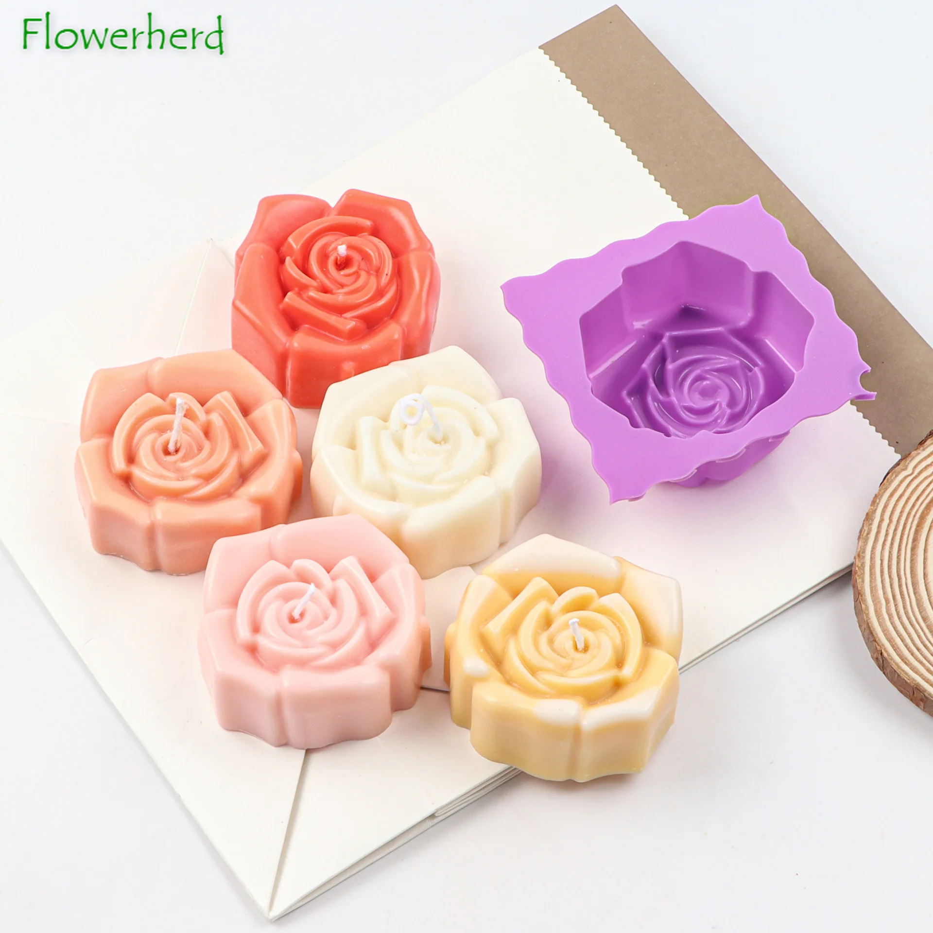

3d Silicone Mold for Candle Making Flower Candle Mold Diy Scented Handmade Soap Silicone Mold Rose Silicone Resin Molds