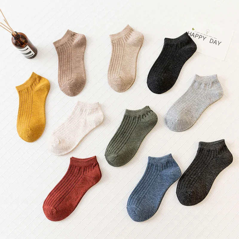New In Women Ankle Socks Spring Summer Solid Color Japanese Fashion Cute Socks Breathable Cotton Sokken Kawaii Female short Sock