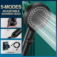 5 modes shower head with hose holder for bathroom one key stop water saving adjustable high pressure showers spray nozzle