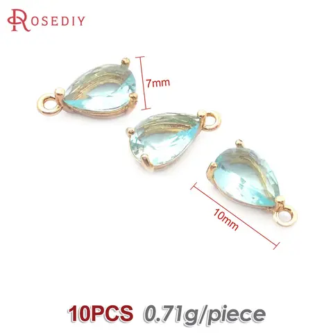 Подвески Rosediy золотистого цвета из латуни и стекла 7x10 мм