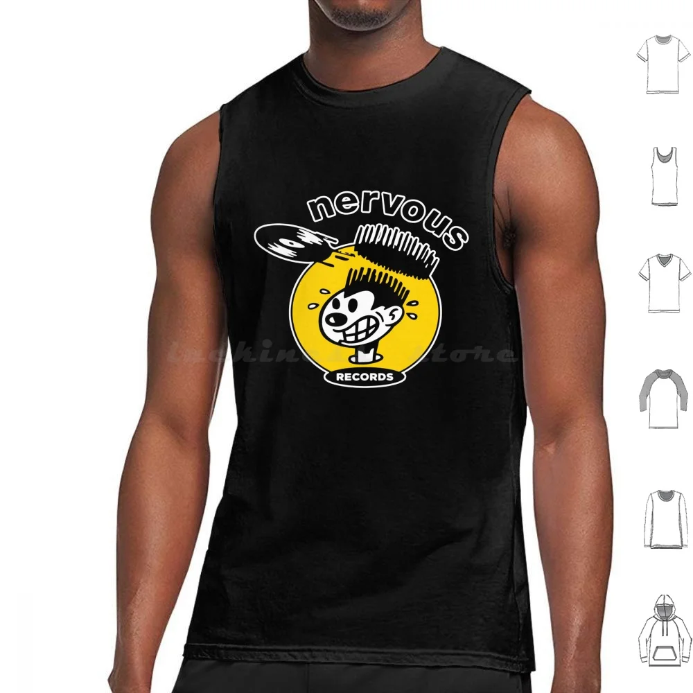 Nervous Records Logo-Hip Hop House Music Label Tank Tops Vest Sleeveless Nervous Records Hip Hop House Music Rap Old School