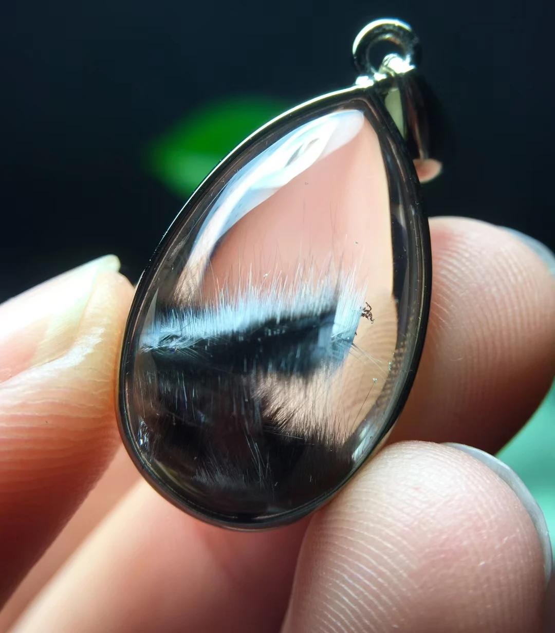 Натуральный Брукит платина черный рутилированный кварцевый кулон 25*15 5*9 мм капля