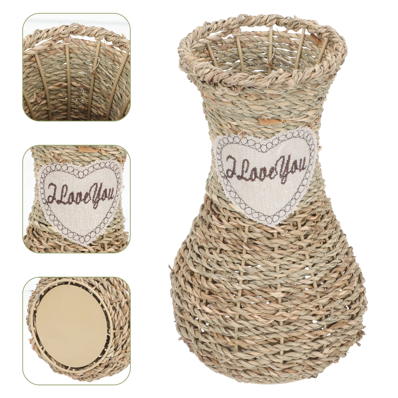 

Flower Vase Rattan Vases Wicker Holder Basket Arrangement Vintage Weaving Floral Container Pot Woven Bamboo Pastel Dried Mouth