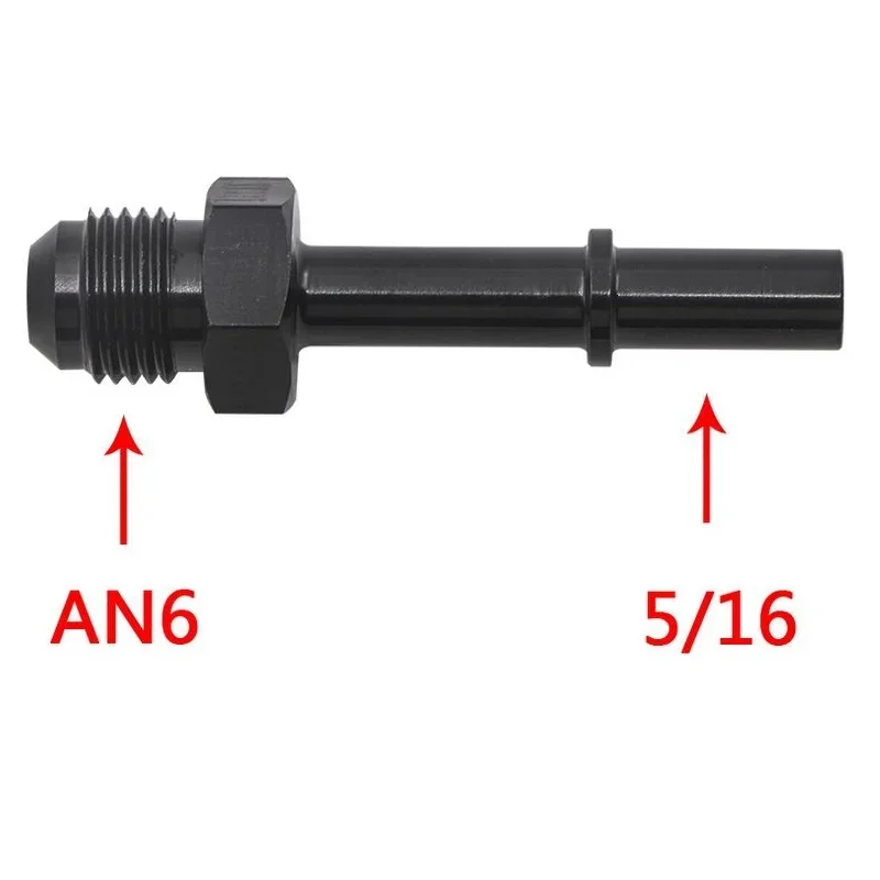 

2PCS Aluminum Alloy AN6 Flared To 5/16" 3/8" SAE Quick Disconnect Male Push on EFI Fitting Adapter Work for Fuel Rail Hose Black