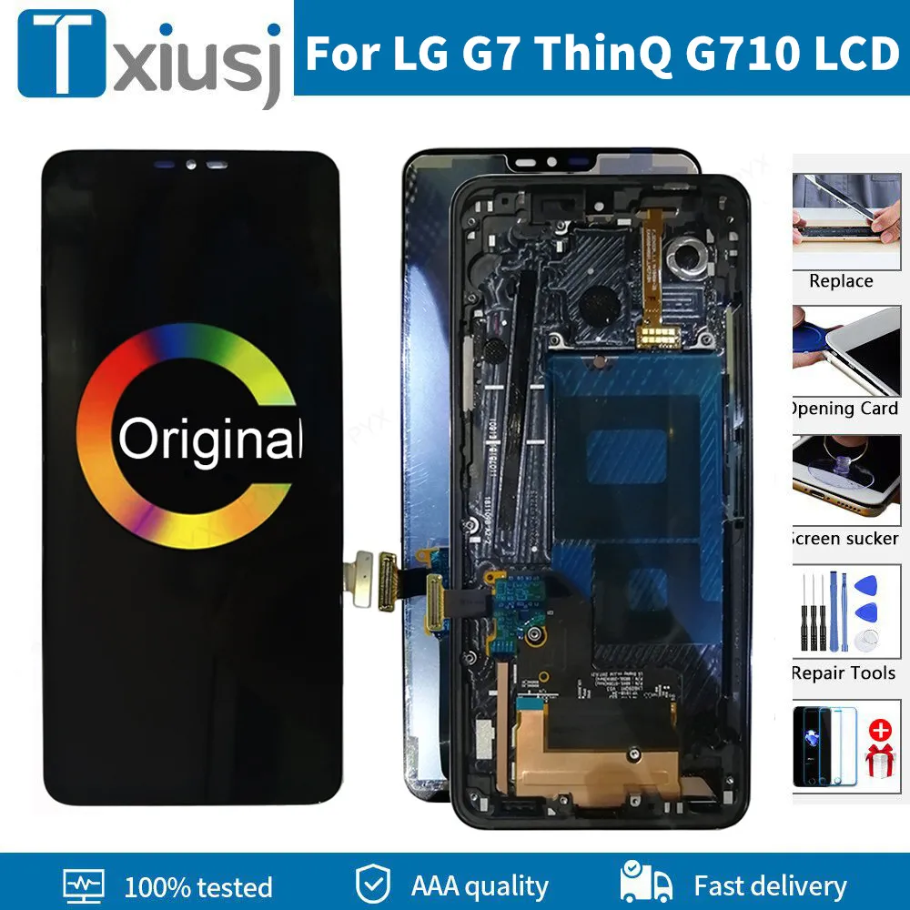 

6.1” Original For LG G7 ThinQ LCD Touch Screen Digitizer Assembly For LG G7 G710EMW Display with Frame Replacement G7 Lcd Screen