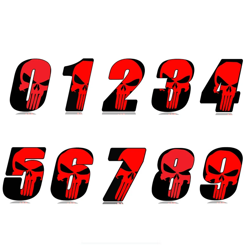 

Personalized Red Number with Skull Car Sticker Waterproof PVC Vinyl Decal Funny Bumper Laptop Windshield Car Accessories
