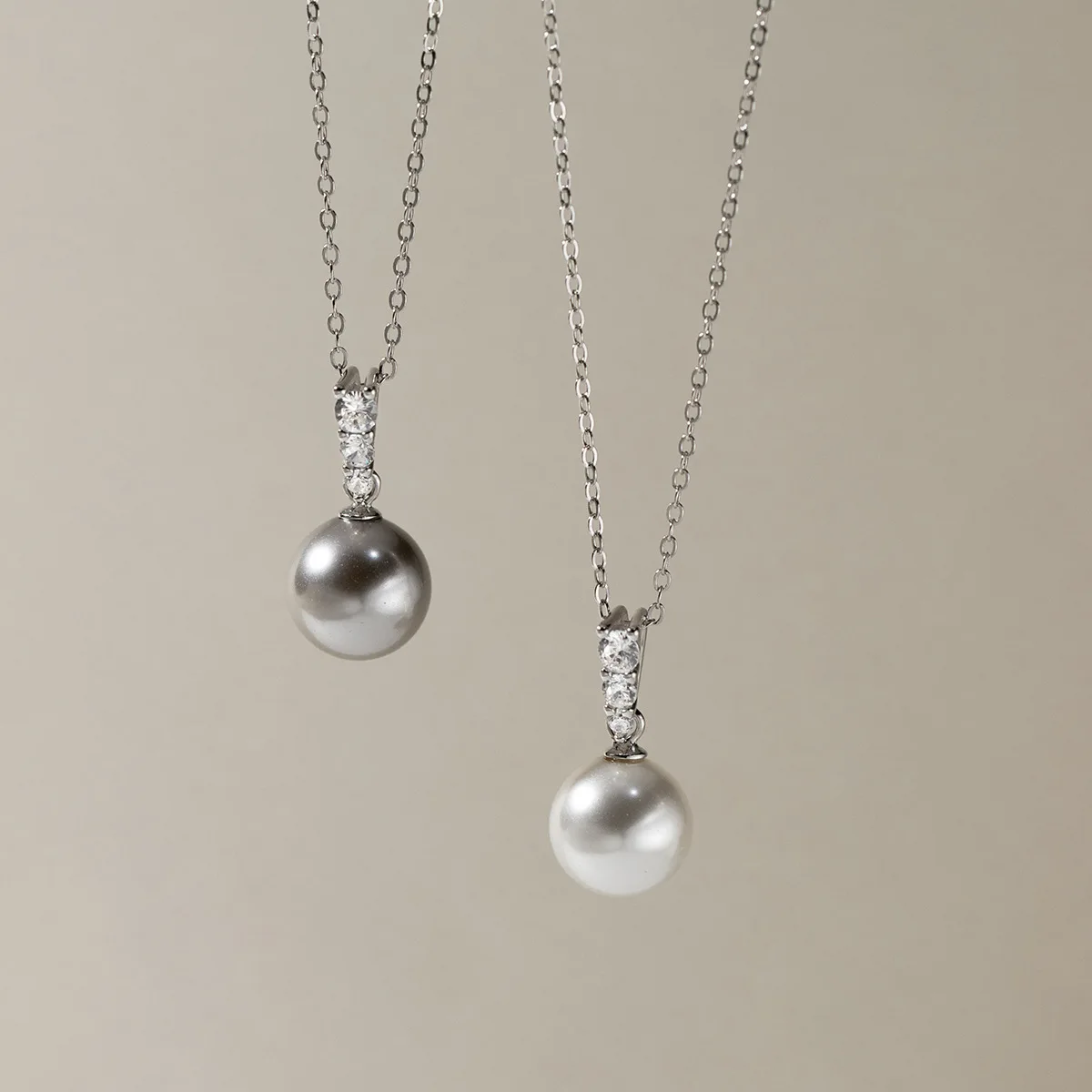 Женское ожерелье с жемчугом из циркония серебро 925 пробы 45 см