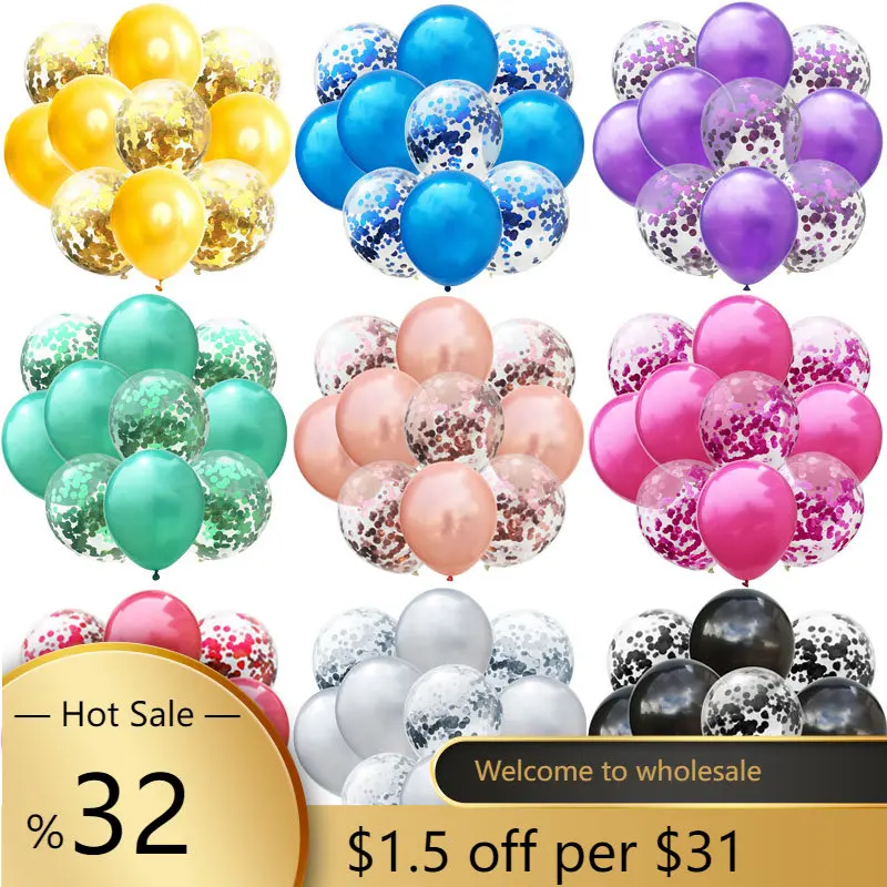 

10pcs/lot Glitter Confetti Latex Balloons Romantic Wedding Decoration Baby Shower Birthday Party Decor Clear Air Balloons