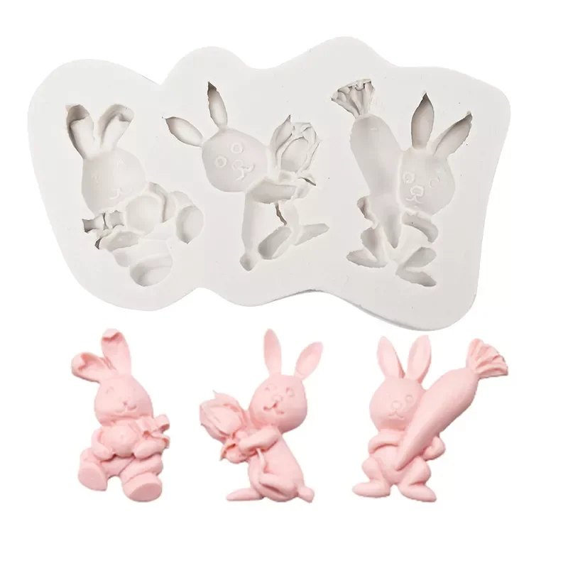 

3D Easter Cookie Mold Silicone Biscuit Cutter Cute Bunny Rabbit Egg Mould Easter Party Chocolate Fondant Cake Decorating Tools