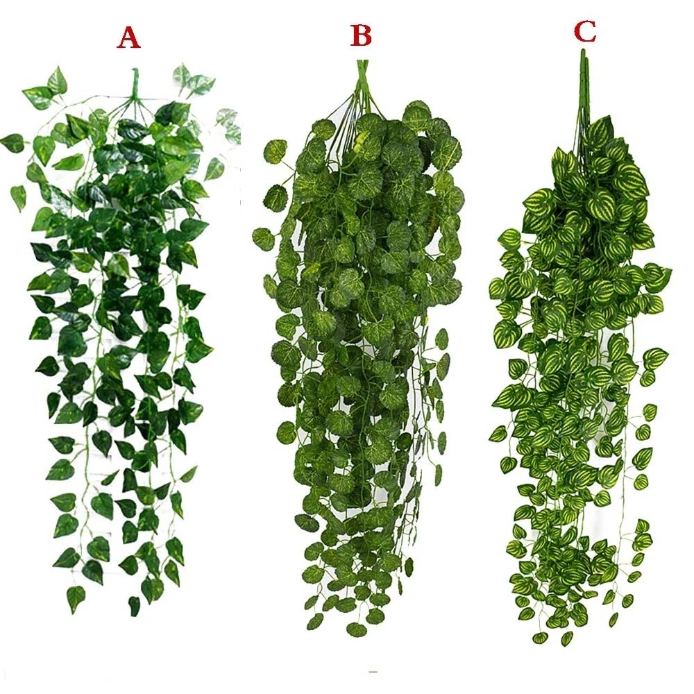 

1Pcs Artificial Green Plants Hanging Leaves Garland Leaves Seaweed Grape Fake Flowers Vine Home Garden Wall Party Decoration