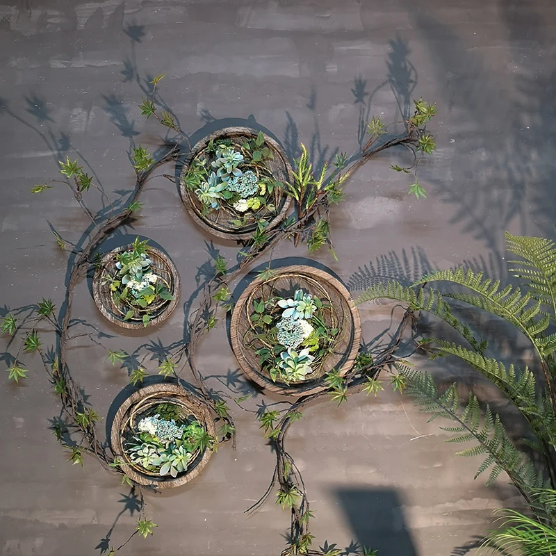 

GY Wall Hanging Plant Simulation Green Plant Creative Decoration Wall Retro Nordic Style Rattan Pendant