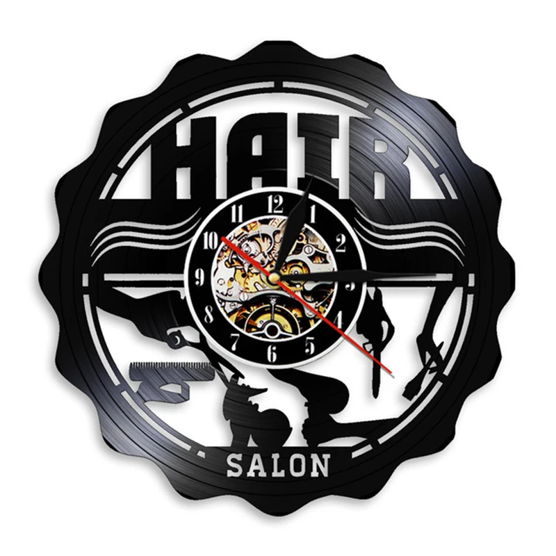 

Barber Shop Wall Clock Modern Barbershop Decoration Vinyl Record Wall Clock Hanging Hairdresser Wall Watch for Barber Salon
