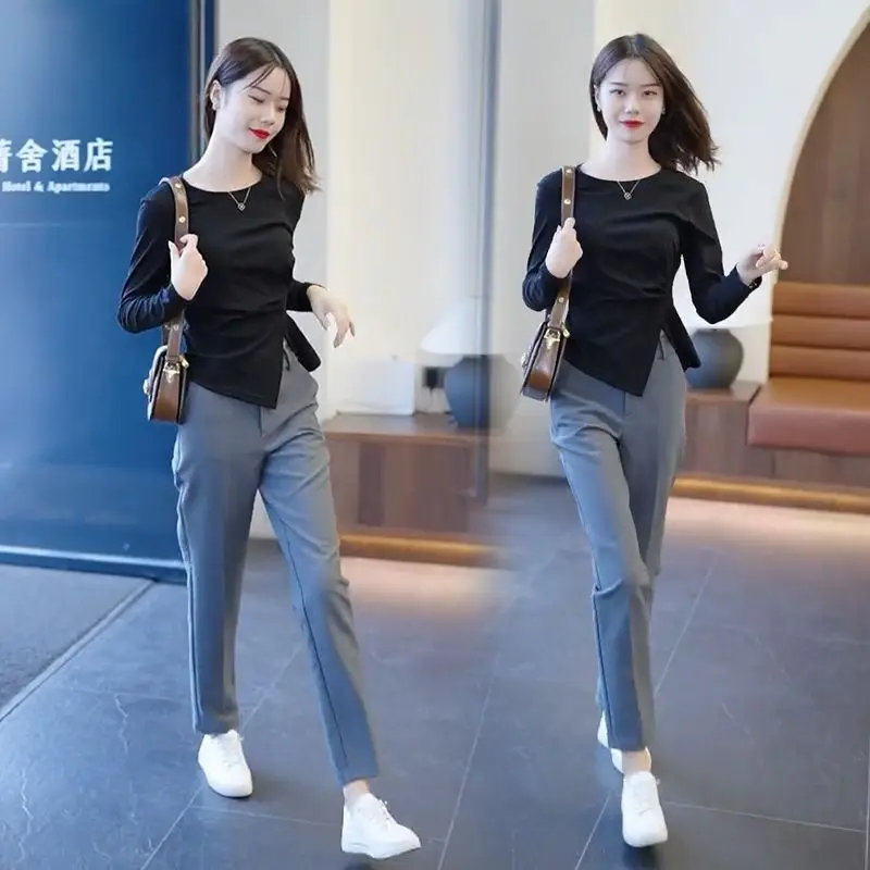 Women's 2023 Spring Autumn Korean Style Solid Silm Trousers Fashion Casual Female High Waist Striaght Suit Pants Clothing X104