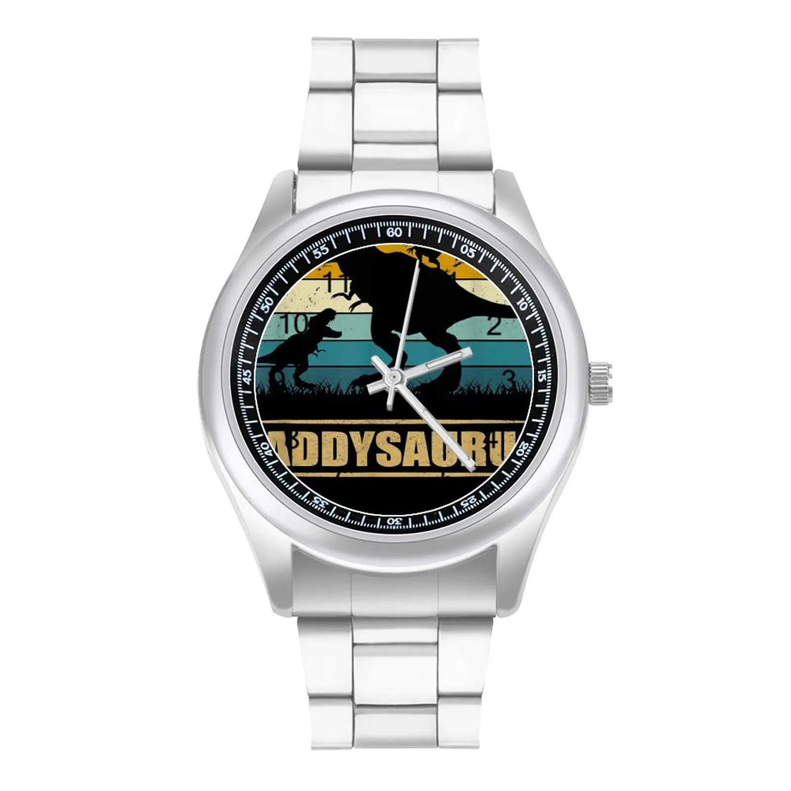 

Daddy Dinosaur Daddysaurus 2 Two Father's Day Dad Quartz Watch Dinosaur Saurus Steel Photo Wrist Watch Funny Hit Sale Wristwatch